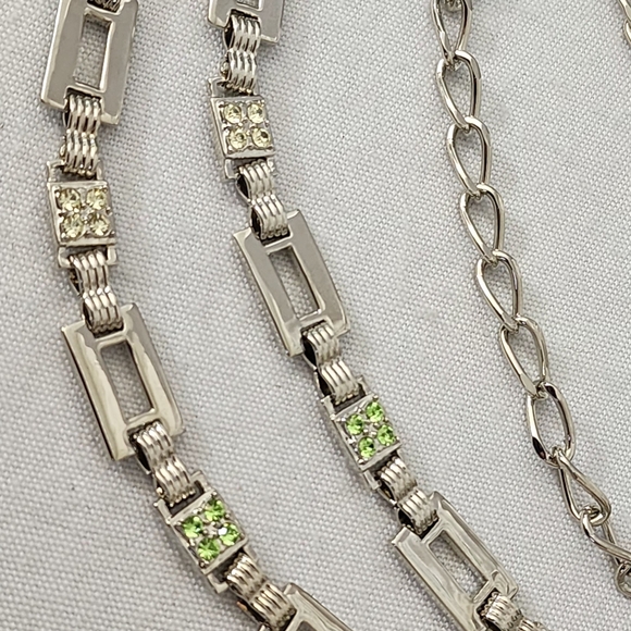 Silver Rectangle Chain Link with Color Crystals Belt - Picture 4 of 9